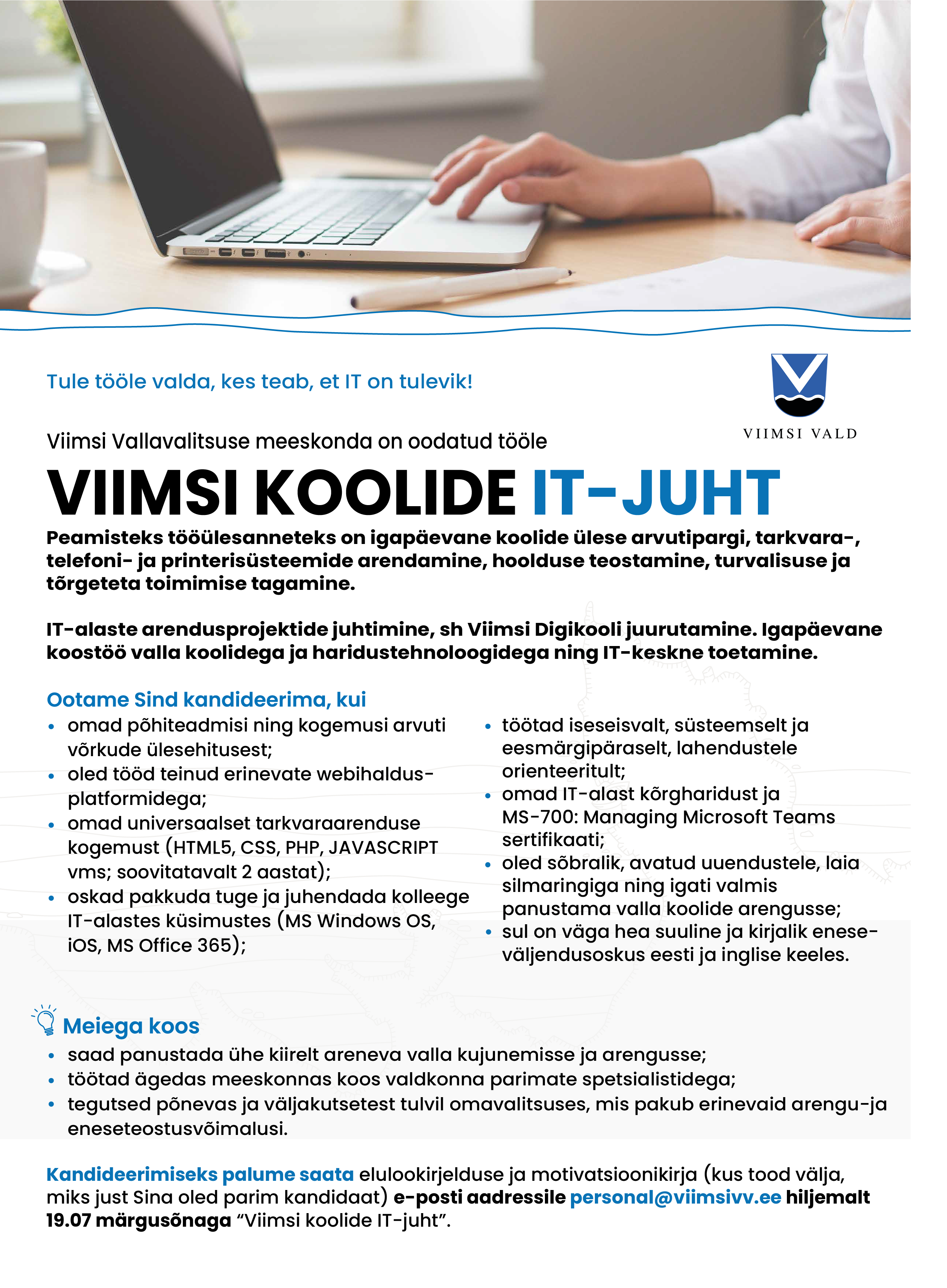 Viimsi valla töökuulutus IT-juht