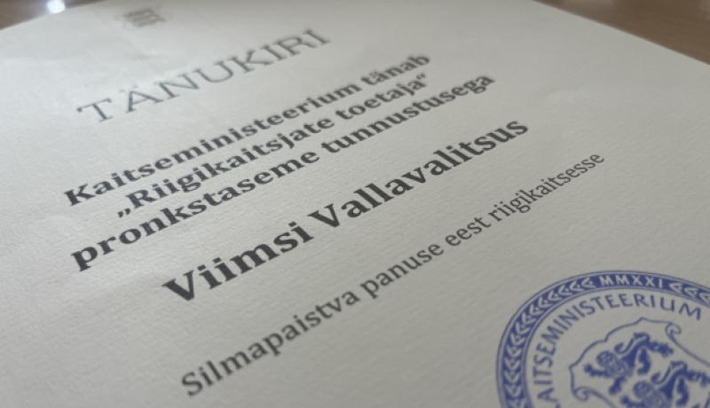 Kaitseministeeriumi tunnustus